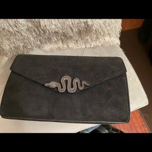 NWT Express Snake-Buckle Black Clutch